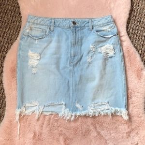 pistola Destroyed Denim Skirt Medium